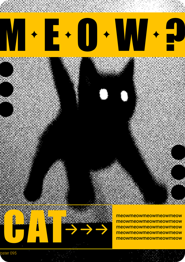 Poster tipográfico: Meow, cat